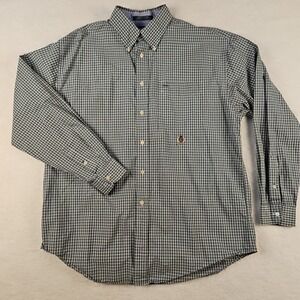 Tommy Hilfiger Shirt Mens L Green Check Casual Button Up Long Sleeve 100% Cotton